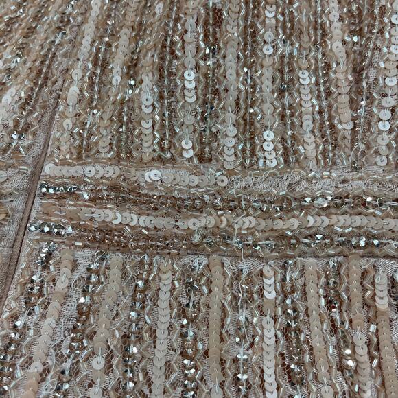 Mac Duggal NWT Sequined Sleeveless Plunge Neck Flowy Gown Rose Gold Size 16 - Picture 13 of 14